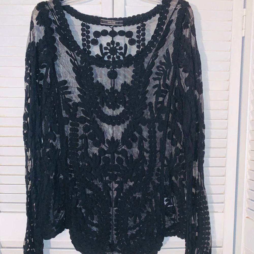 Anthropologie Dulcie Sheer Lace Blouse